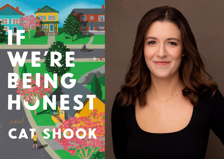 Cat Shook image with a cover of her book